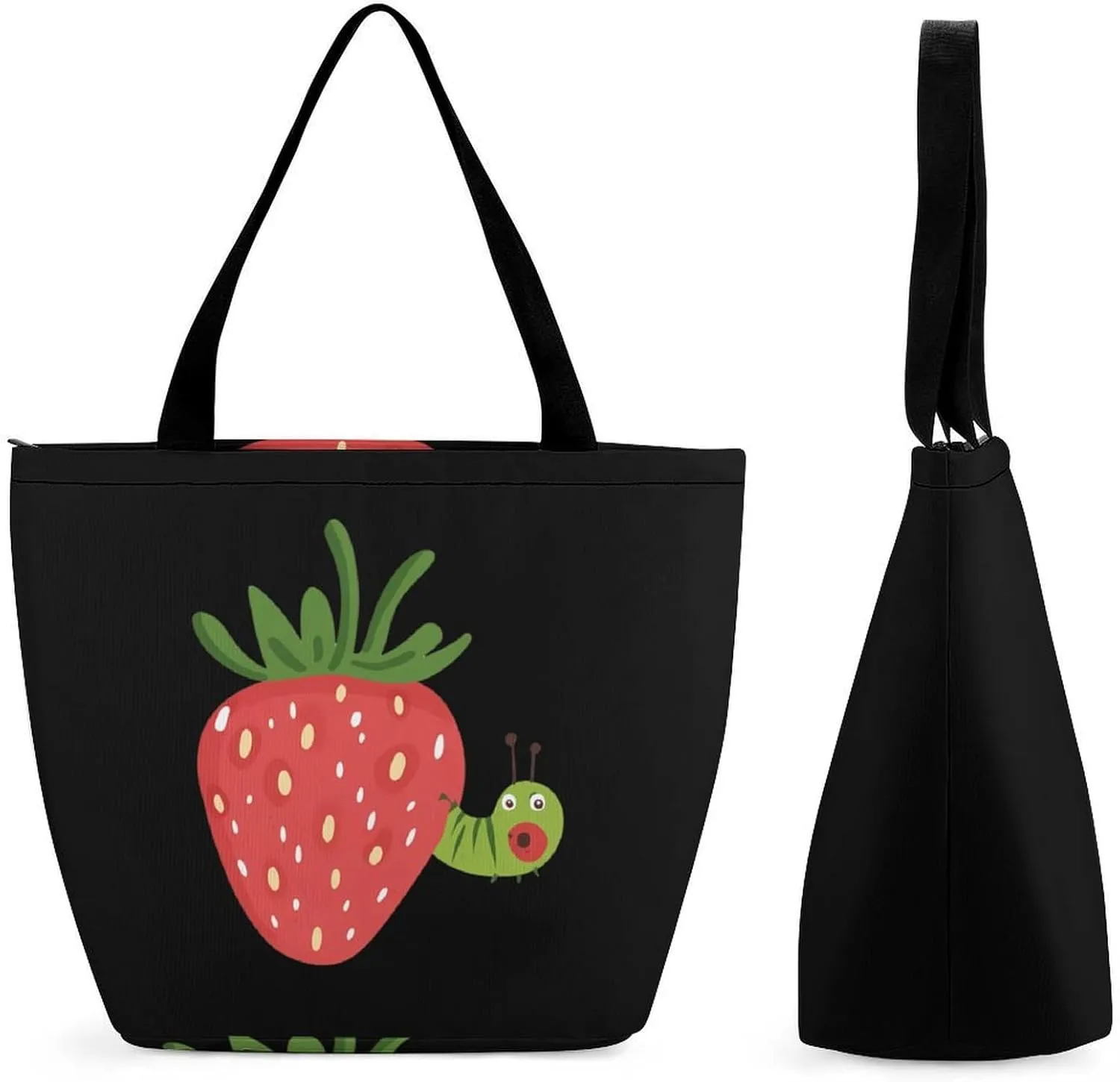 Strawberry Caterpillar Women's Shopping Grocery Tote Bag Handbags Large Shoulder Bags Work Business Travel