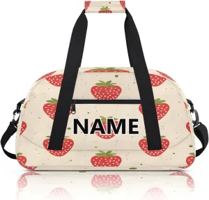 Strawberry Custom Small Gym Bag 18 inch for Women Men Personalized Strawberries Carry On Overnight Weekender Bag for Travel Work Dance Sport