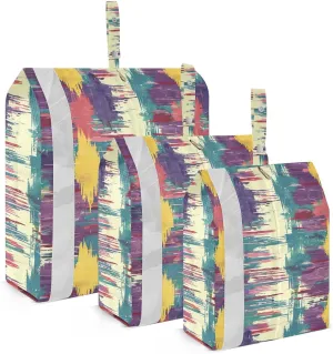 Striped Pattern Travel Storage Bag with Lanyard - Portable Lightweight Classified Storage Bag with Zipper, Dust and Waterproof Travel Packing Cube for Suitcase,3 Pieces