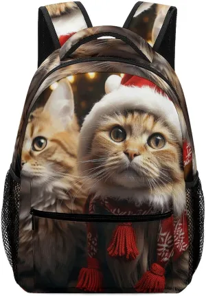 Stylish Backpack, Christmas Cat Print Durable Backpack Travel Backpack Hiking Backpack Ergonomic Backpack Comfortable Backpack