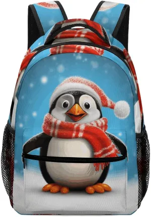 Stylish Backpack, Christmas Funny Penguin Print Durable Backpack Travel Backpack Hiking Backpack Ergonomic Backpack Comfortable Backpack