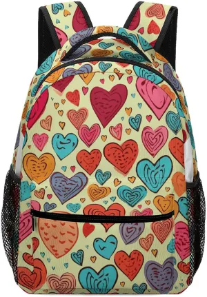 Stylish Backpack, Colorful Heart Pattern Print Durable Backpack Travel Backpack Hiking Backpack Ergonomic Backpack Comfortable Backpack