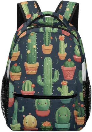 Stylish Backpack, Cute Cactus Seamless Illustration Print Durable Backpack Travel Backpack Hiking Backpack Ergonomic Backpack Comfortable Backpack