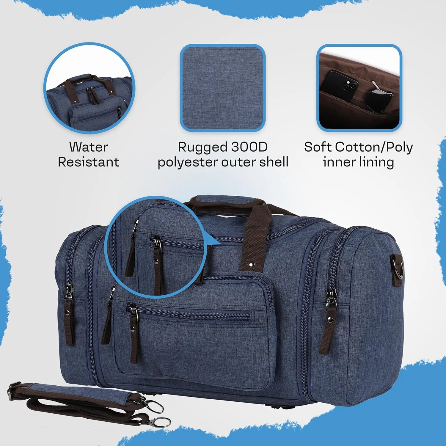 Stylish Duffle Bag for Travel – Expandable to 40L Lightweight and Waterproof Weekender Bag with Multiple Pockets and Adjustable Shoulder Strap for Men & Women – A Premium Carry On Duffle Bag