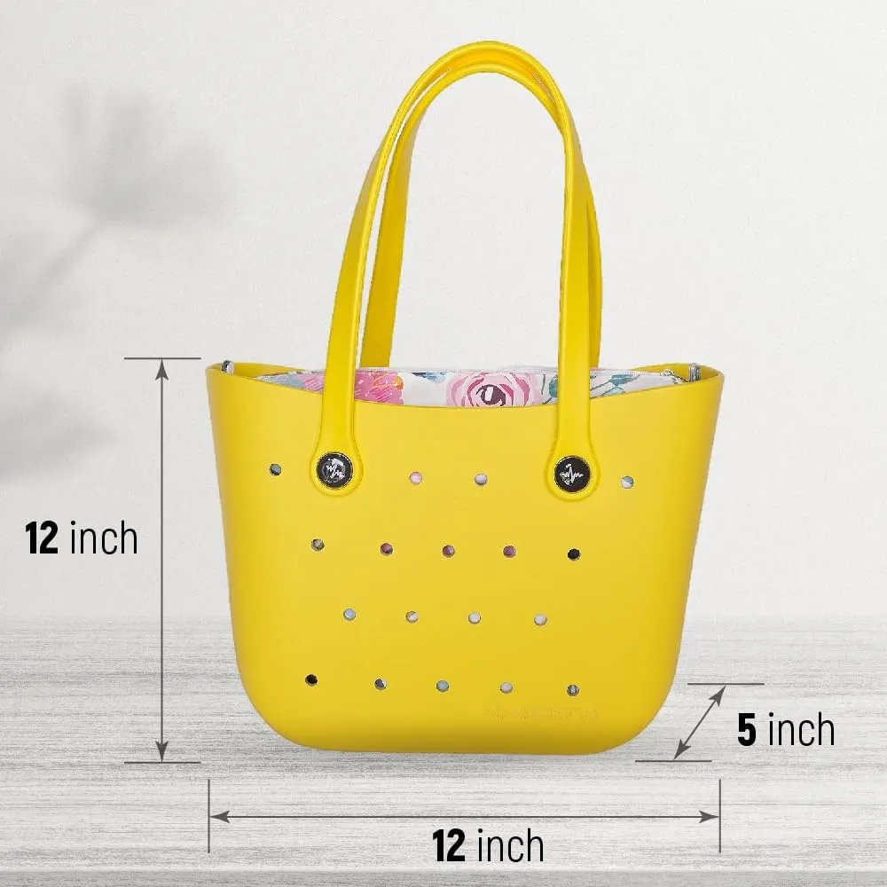 Stylish Medium EVA Rubber Shoulder Bag Tote Bag with inner for Sport Beach Pool Boat Shopping Gym