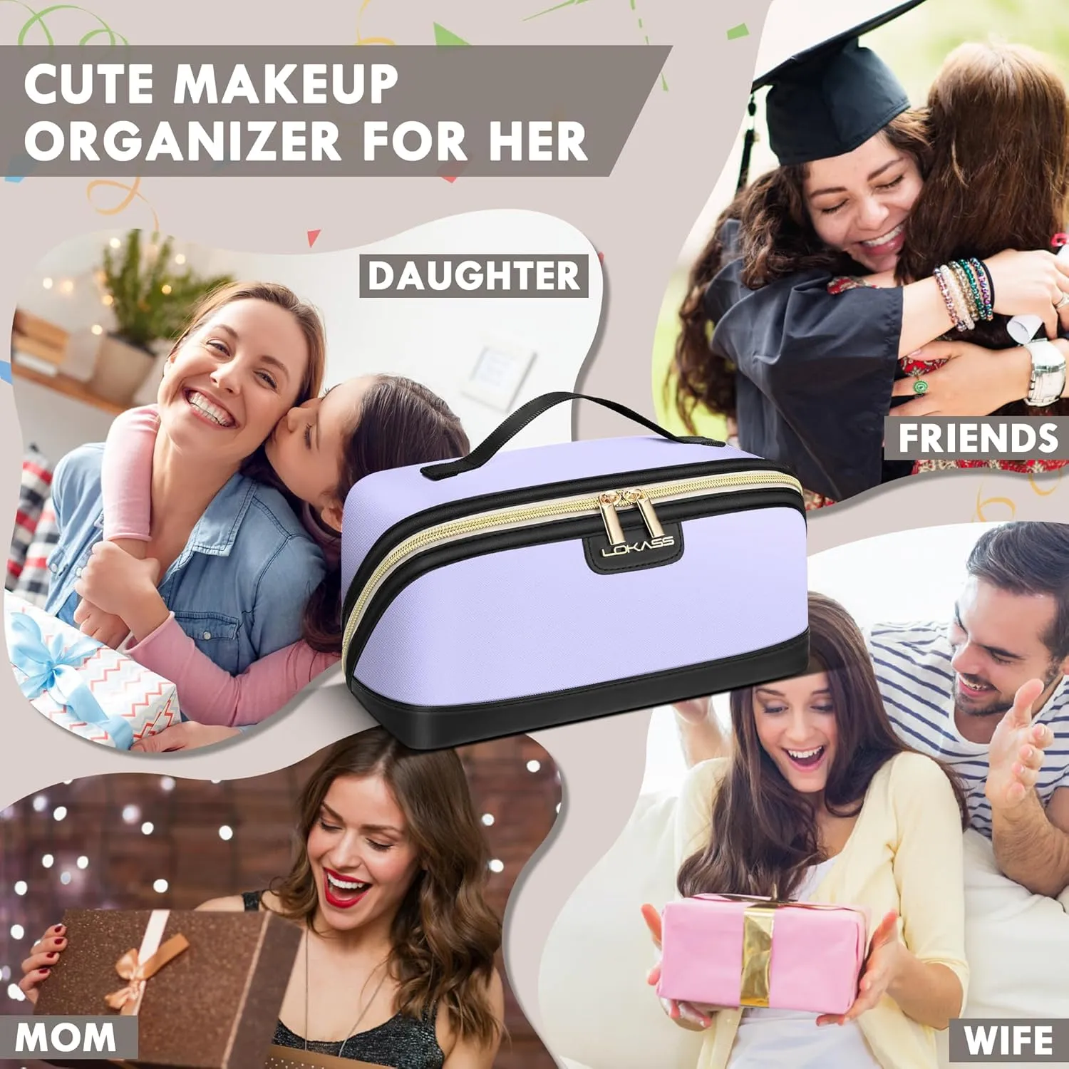 Stylish Travel Makeup Bag for Women - Large Capacity Waterproof PU & Cosmetic Organizer with Divider and Handle, Open Flat Toiletry Bag, Spring Break Essentials & Travel Accessories - Grey