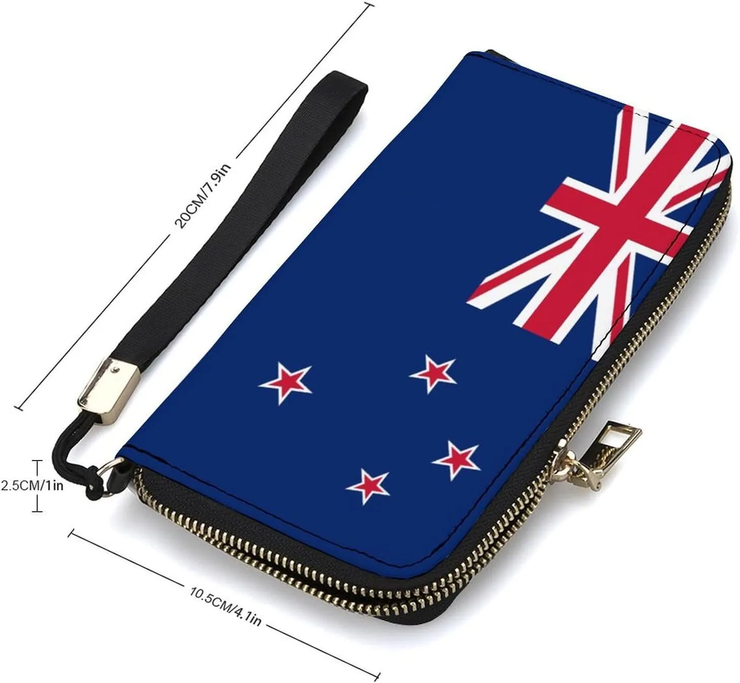 Stylish Women Men Zipper Long Purse Removable Wristlet PU Leather Wallet Travel Clutch, New Zealand Flag