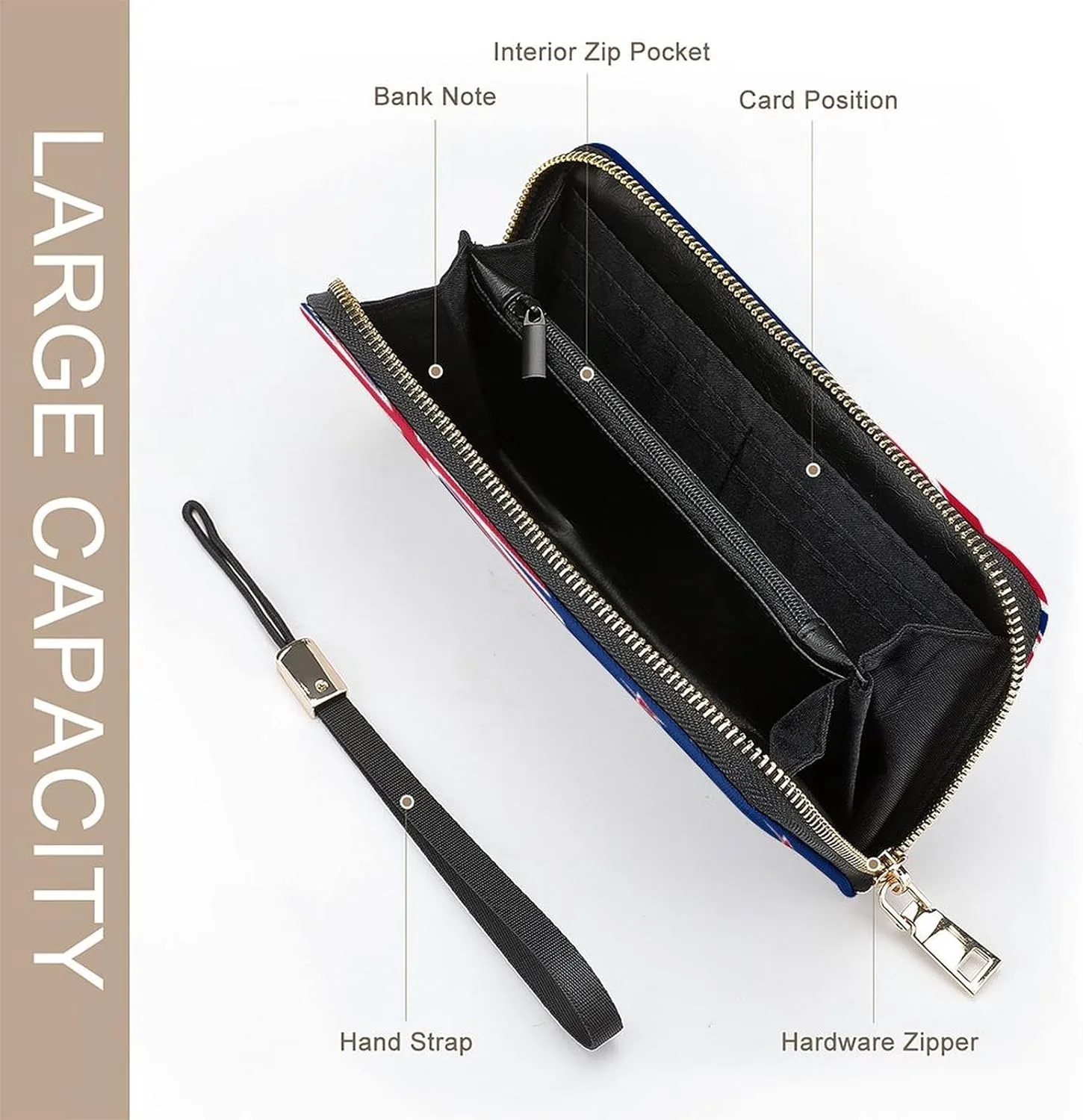 Stylish Women Men Zipper Long Purse Removable Wristlet PU Leather Wallet Travel Clutch, New Zealand Flag