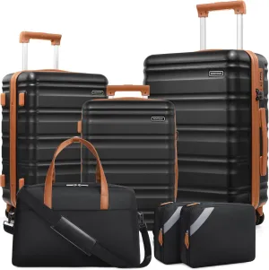 Suitcase Set PC Hard Shell, 20/24/28 IN Expandable Carry On Luggage with TSA Lock Spinner Wheels Extension Handle, Luggage Set 6 Piece