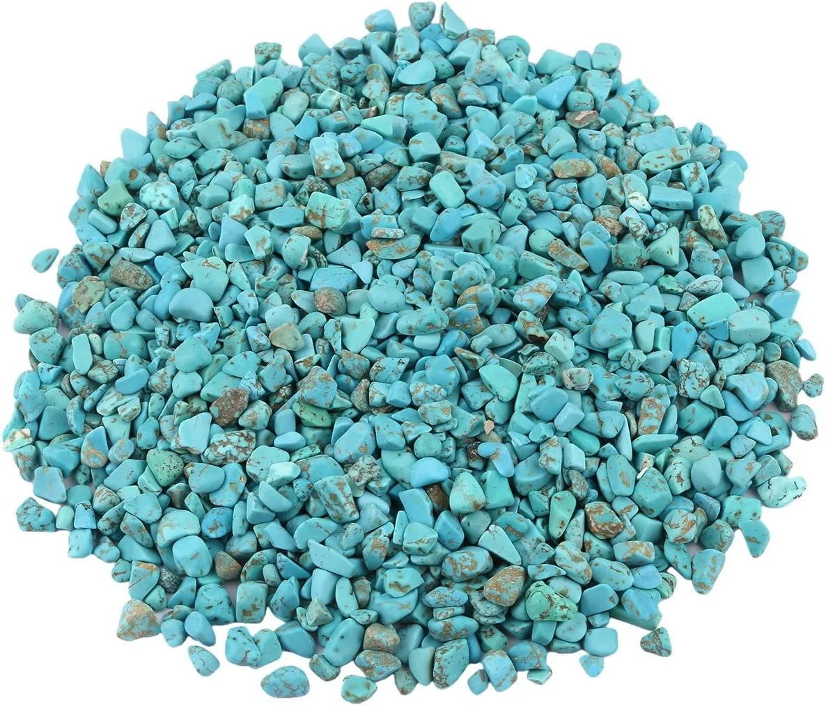 SUNYIK Green Howlite Turquoise Tumbled Chip Stone, Heart Chakra Crystal Pillow for Healing Reiki, Sphere Sculpture Figurine Point Display Stand