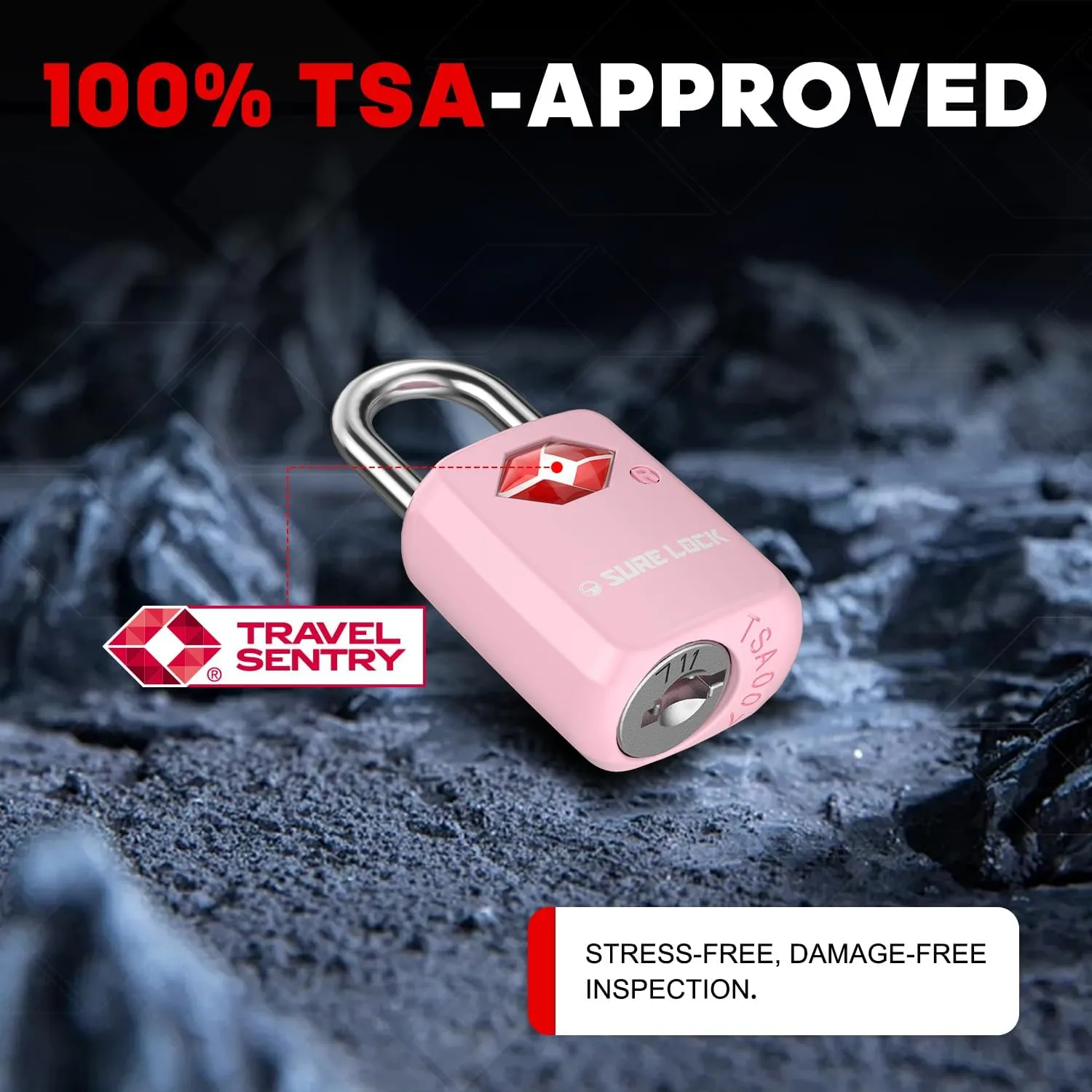 Sure Lock TSA Approved Luggage Locks Mini Size Lock with Keys for Travel, Zinc Alloy Body with Steel Shackle, Key Alike, Key Alike in The Same Package