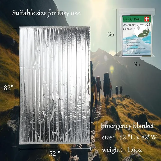 Survival Blanket Emergency Mylar Thermal Blankets, Portable Space Blankets Survival Camping Emergency Blankets. Suitability for Camping, Bug Out Bag, Survival, Hiking. (Orange)