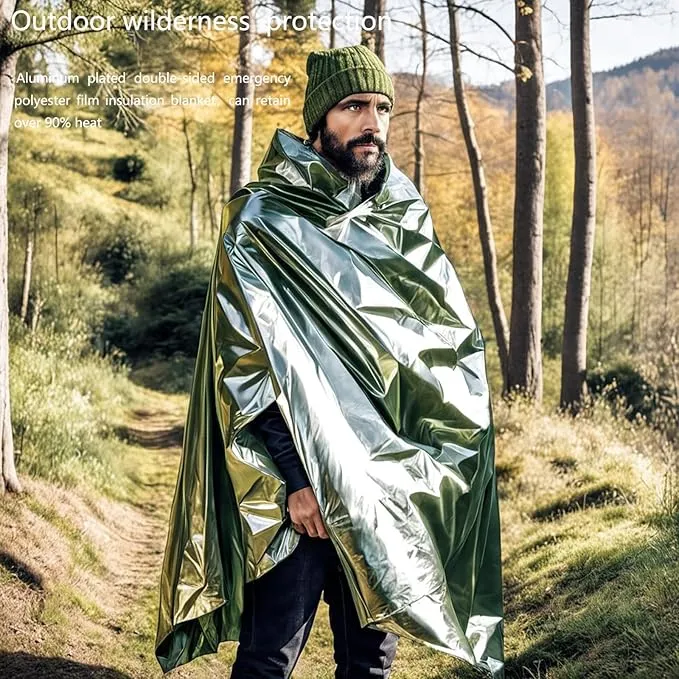 Survival Blanket Emergency Mylar Thermal Blankets, Portable Space Blankets Survival Camping Emergency Blankets. Suitability for Camping, Bug Out Bag, Survival, Hiking. (Orange)
