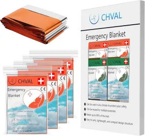 Survival Blanket Emergency Mylar Thermal Blankets, Portable Space Blankets Survival Camping Emergency Blankets. Suitability for Camping, Bug Out Bag, Survival, Hiking. (Orange)