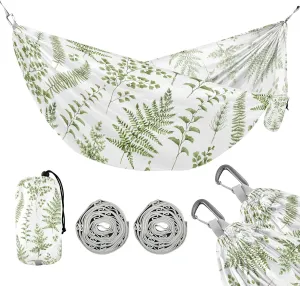 susiyo Portable Camping Hammock Forest Plant Leaves Printed Lightweight Hammock Comfortable Travel Swing with Tree Straps for Camping Hiking Backpacking Travel or Beach - Up to 330lbs