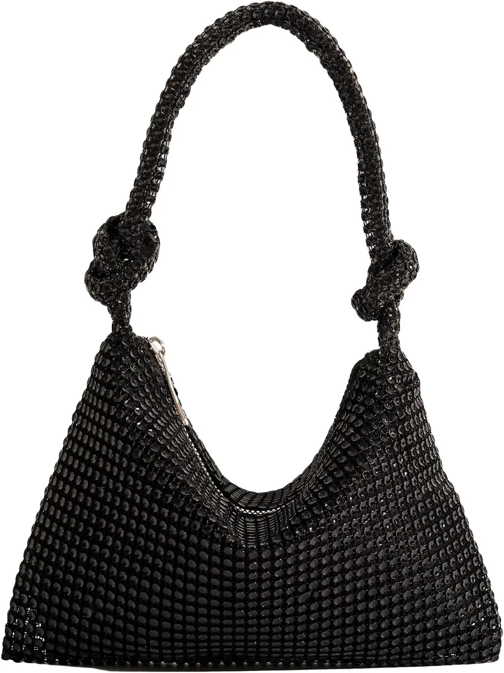 SweatyRocks Women's Glitter Rhinestone Evening Bag Glamorous Shoulder Handbag Knot Strap Clutch Purse Square Bags