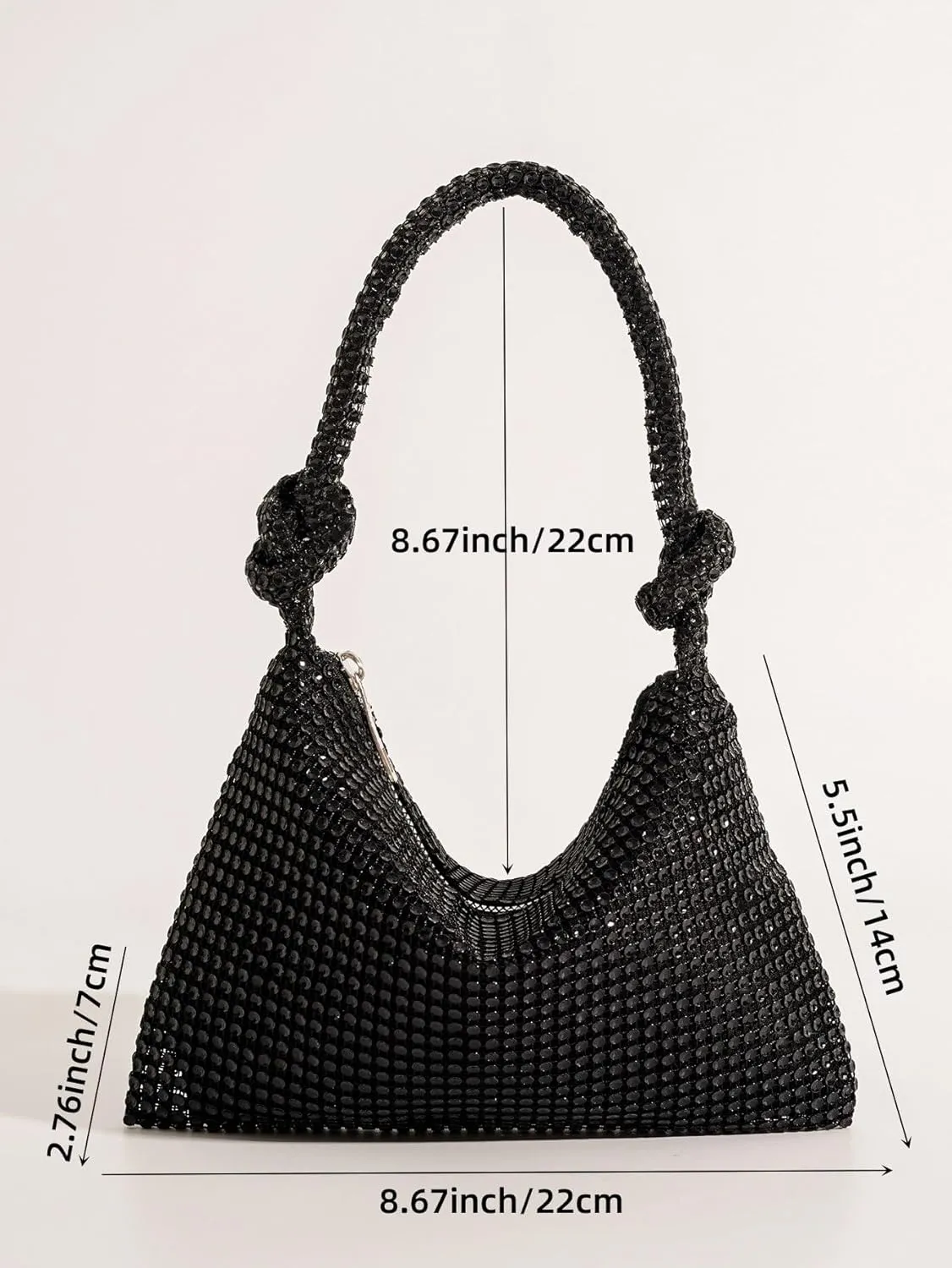 SweatyRocks Women's Glitter Rhinestone Evening Bag Glamorous Shoulder Handbag Knot Strap Clutch Purse Square Bags