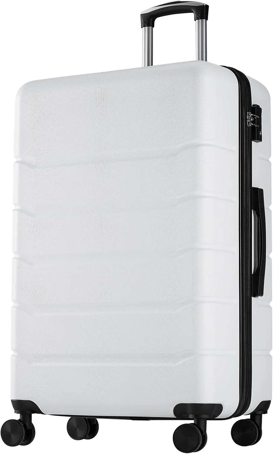 Sweetcrispy Carry on Luggage, Hard Shell ABS, Double Spinner Wheels Lightweight Suitcase TSA Lock, Raw White, 28 Inch