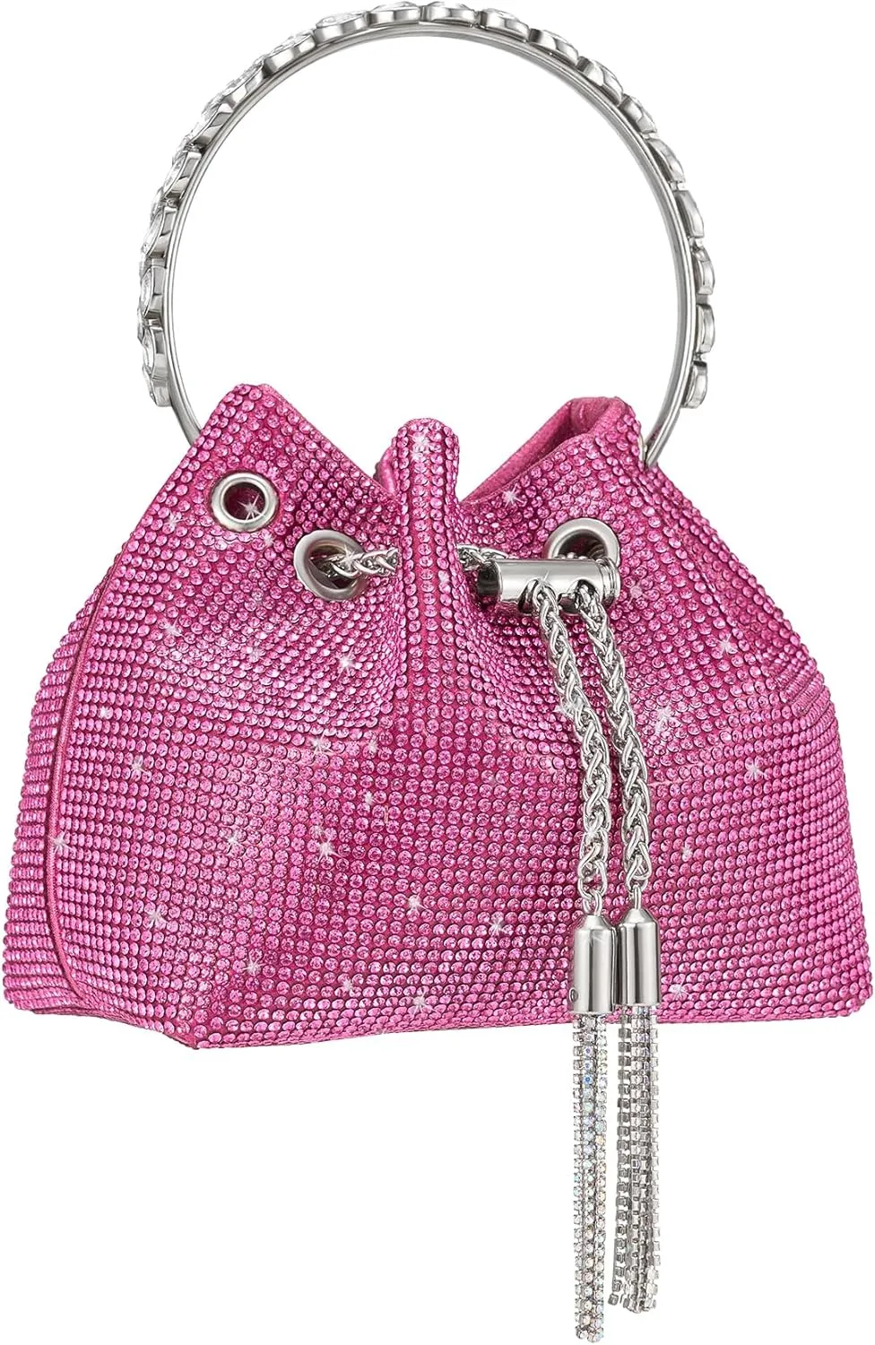 SWEETV Women's Rhinestone Bucket Bag Sparkly Sequin Evening Handbag Purse for Formal/Wedding/Cocktail/Prom/Party/Club