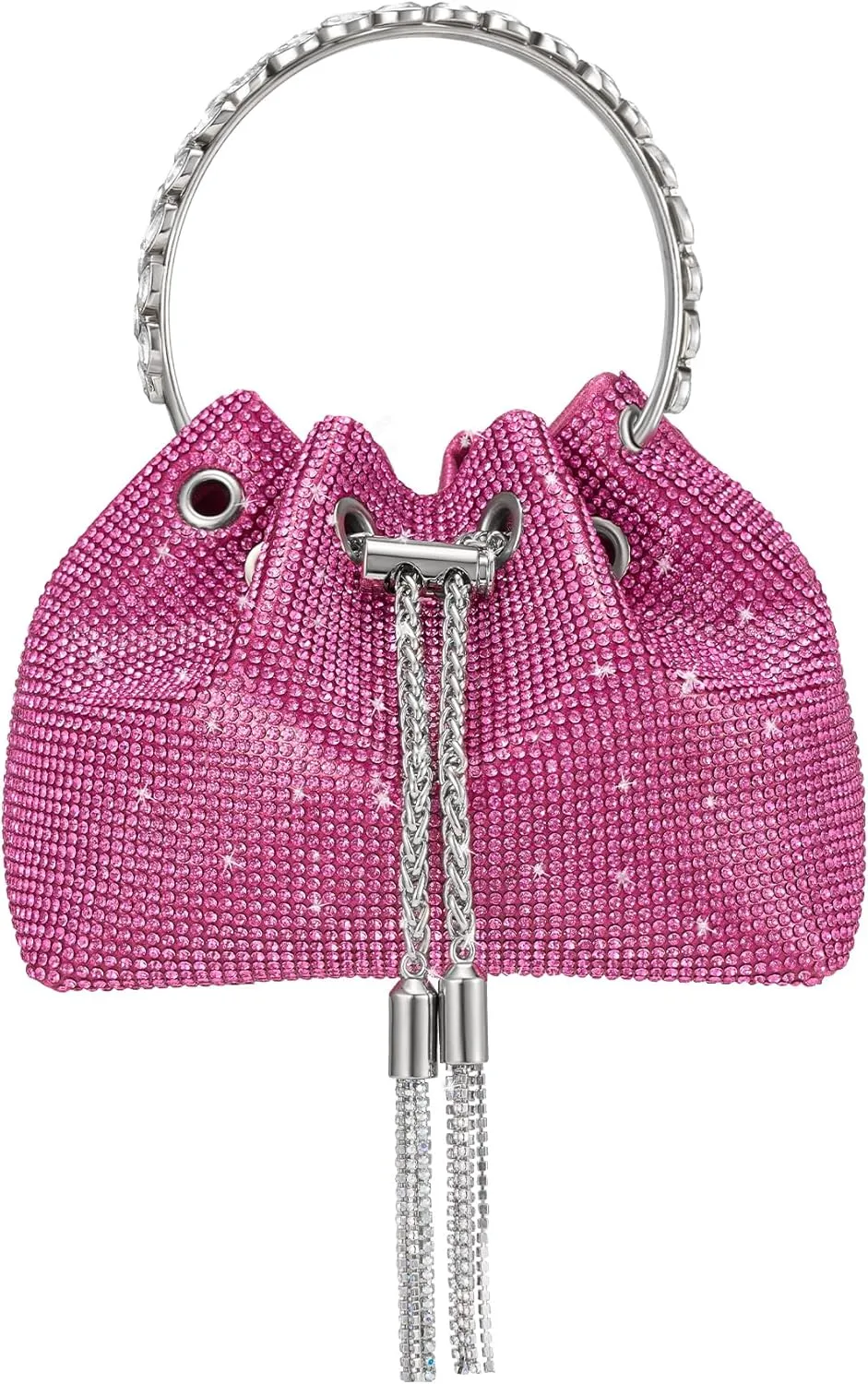 SWEETV Women's Rhinestone Bucket Bag Sparkly Sequin Evening Handbag Purse for Formal/Wedding/Cocktail/Prom/Party/Club
