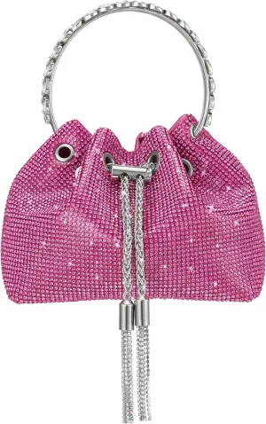 SWEETV Women's Rhinestone Bucket Bag Sparkly Sequin Evening Handbag Purse for Formal/Wedding/Cocktail/Prom/Party/Club
