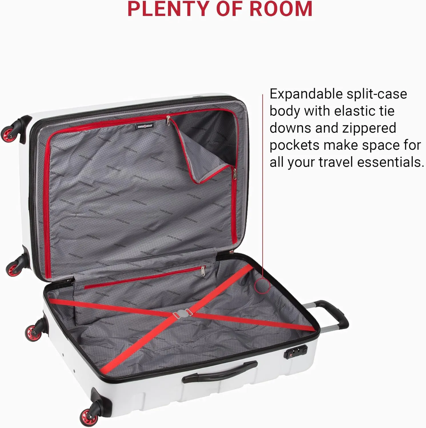 SwissGear 7366 Hardside Expandable Luggage with Spinner Wheels, White, Checked-Medium 23-Inch