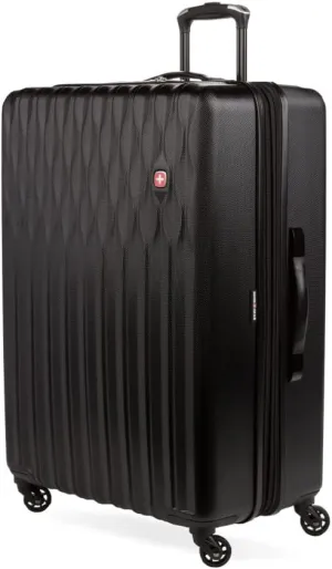 SwissGear 8018 Hardside Expandable Luggage with Spinner Wheels, Black, Checked-Large 27-Inch