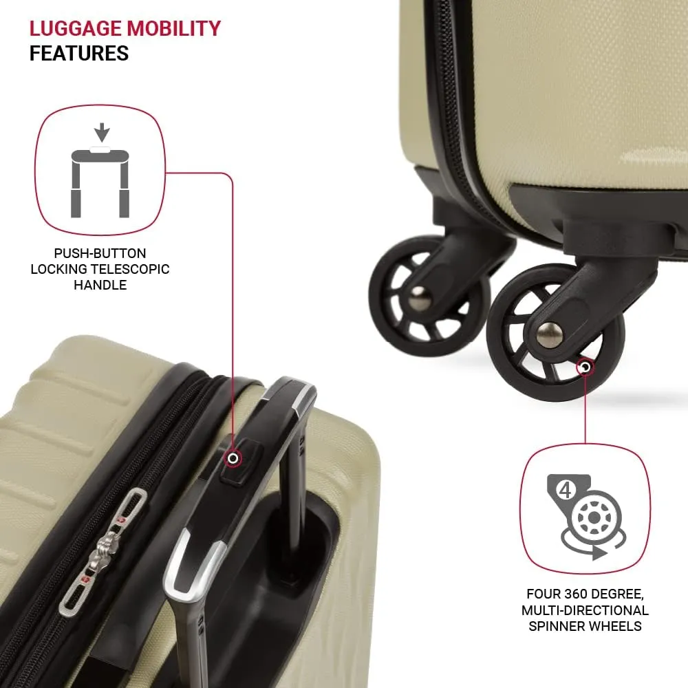SwissGear 8018 Hardside Expandable Luggage with Spinner Wheels, Sand, Carry-On 20-Inch