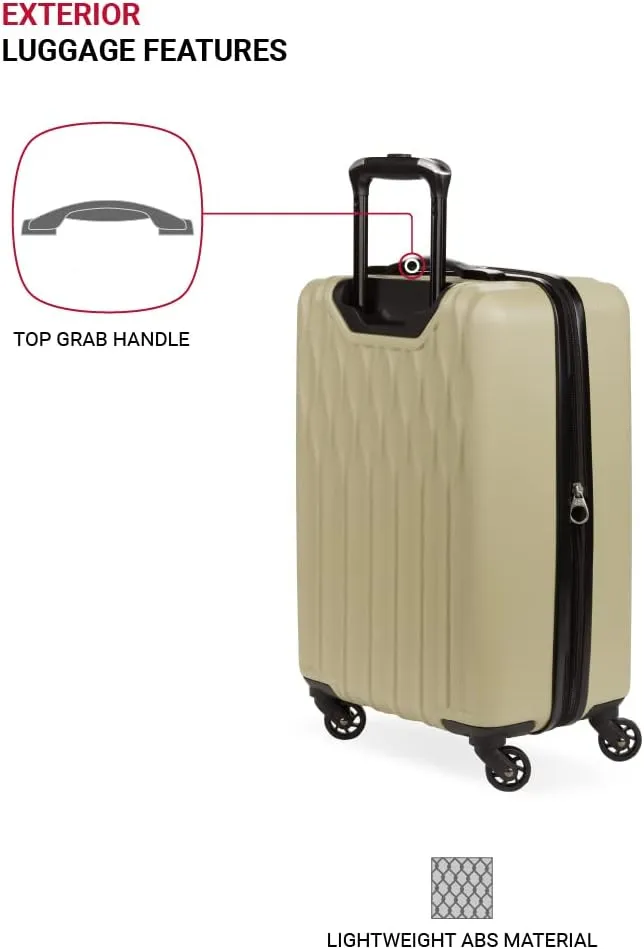 SwissGear 8018 Hardside Expandable Luggage with Spinner Wheels, Sand, Carry-On 20-Inch