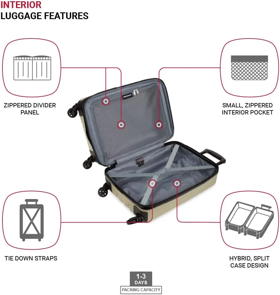SwissGear 8018 Hardside Expandable Luggage with Spinner Wheels, Sand, Carry-On 20-Inch