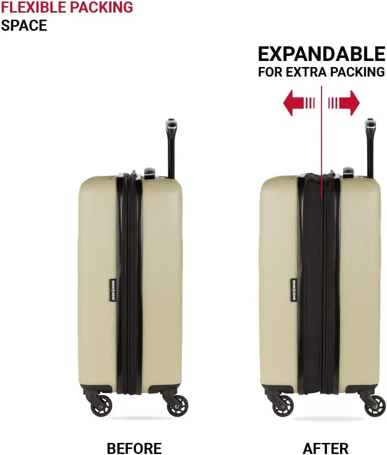 SwissGear 8018 Hardside Expandable Luggage with Spinner Wheels, Sand, Carry-On 20-Inch