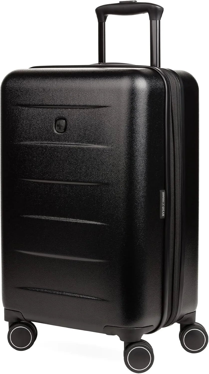SwissGear 8020 Eclipse Hardside Expandable Luggage with Spinner Wheels, Black, Carry-On 18-Inch