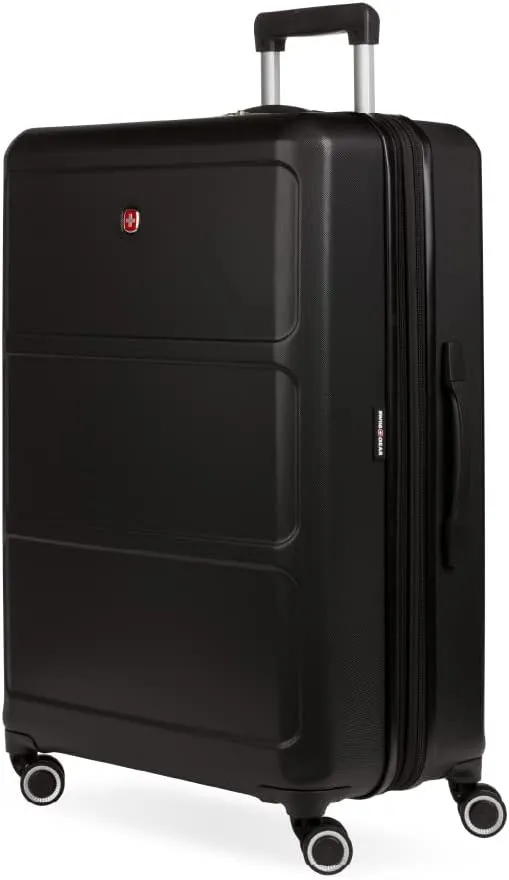 SwissGear 8090 Hardside Expandable Luggage with Spinner Wheels, Black, Checked-Large 28-Inch