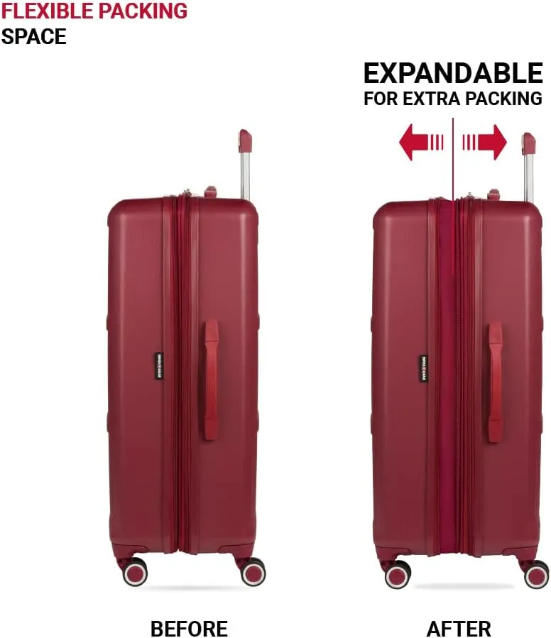 SwissGear 8090 Hardside Expandable Luggage with Spinner Wheels, Burgundy, Checked-Large 28-Inch