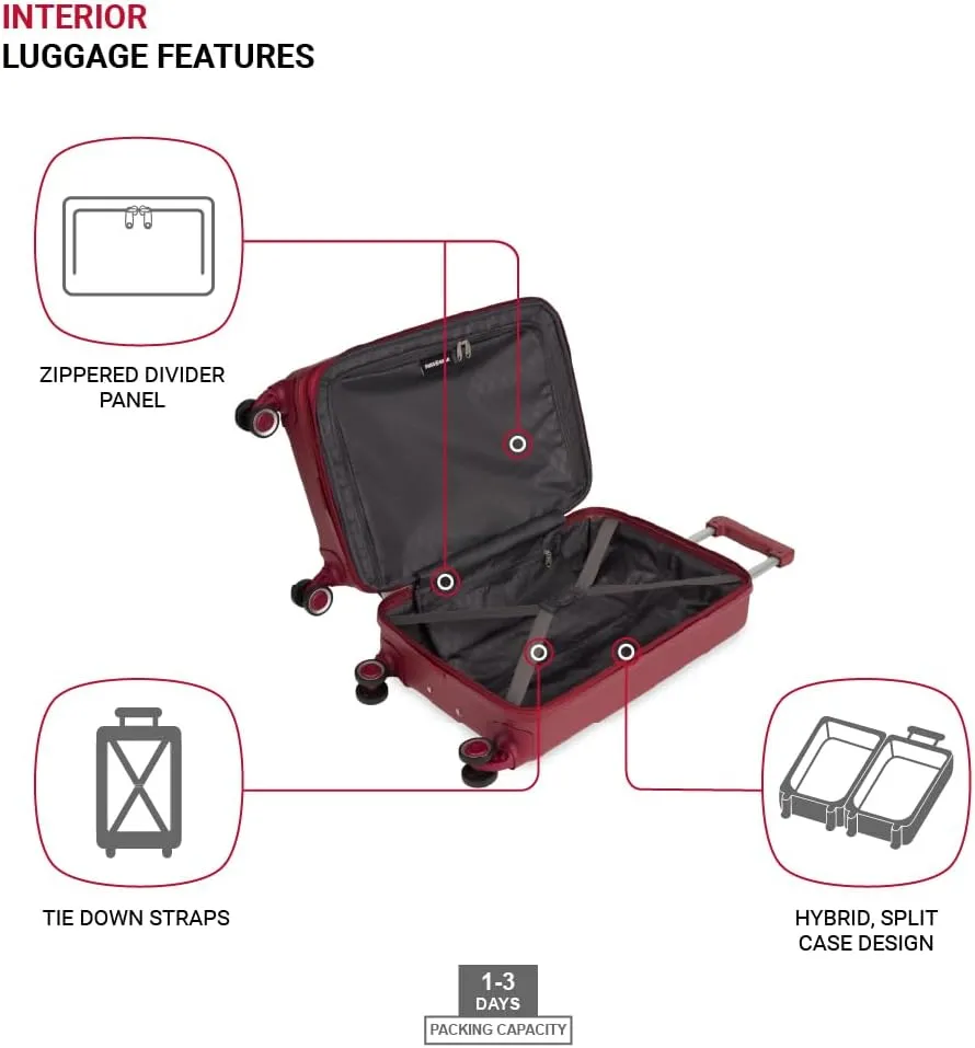 SwissGear 8090 Hardside Expandable Luggage with Spinner Wheels, Burgundy, Checked-Large 28-Inch