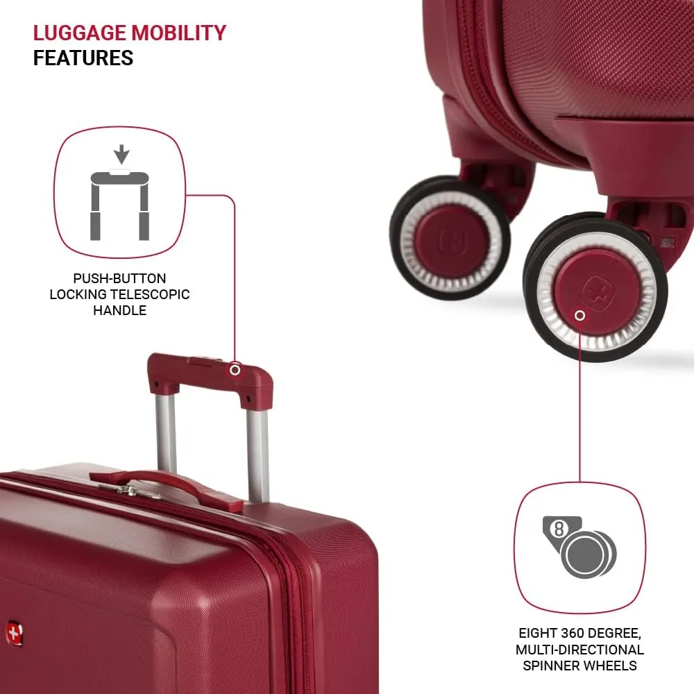 SwissGear 8090 Hardside Expandable Luggage with Spinner Wheels, Burgundy, Checked-Large 28-Inch