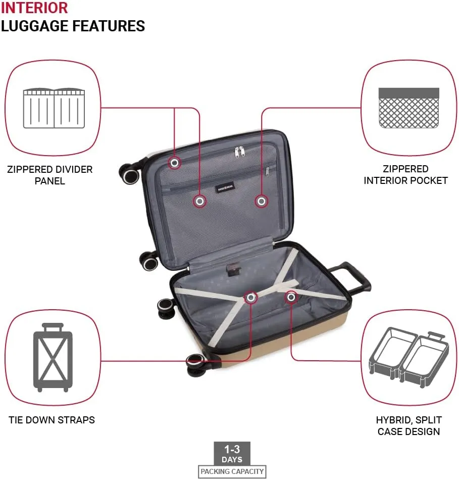 SwissGear Duet Hardside Expandable Luggage with Spinner Wheels, Ivory/Taupe, Carry-On 19-Inch