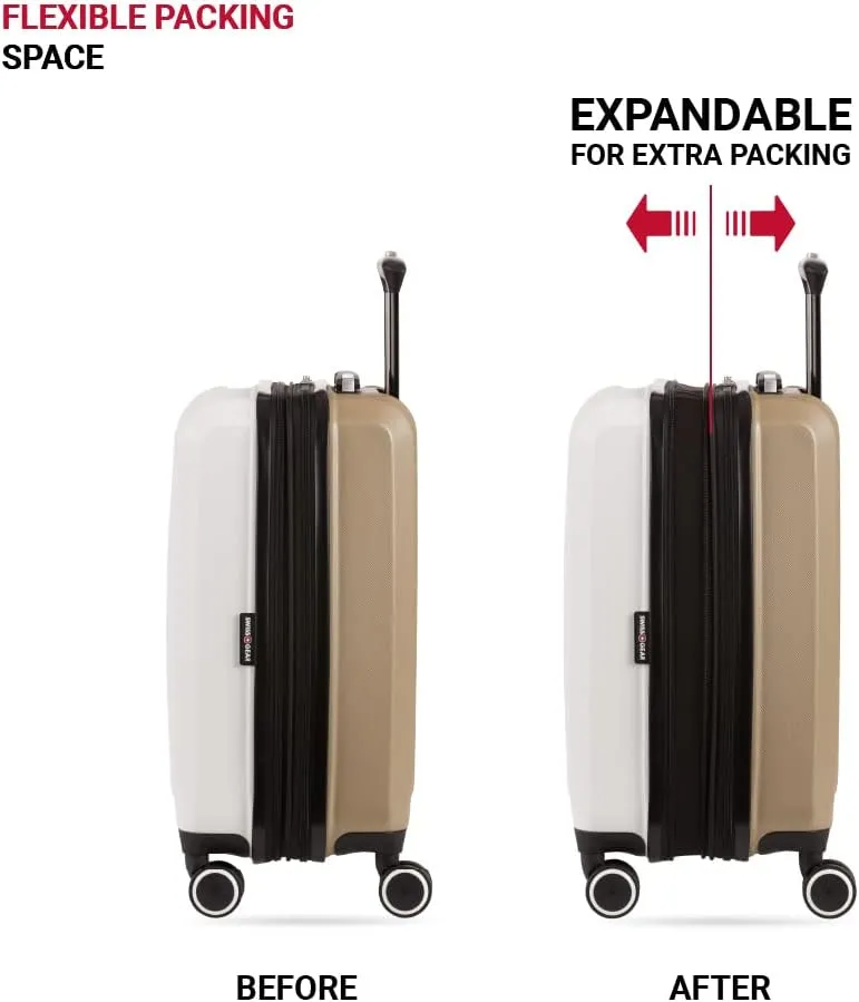 SwissGear Duet Hardside Expandable Luggage with Spinner Wheels, Ivory/Taupe, Carry-On 19-Inch