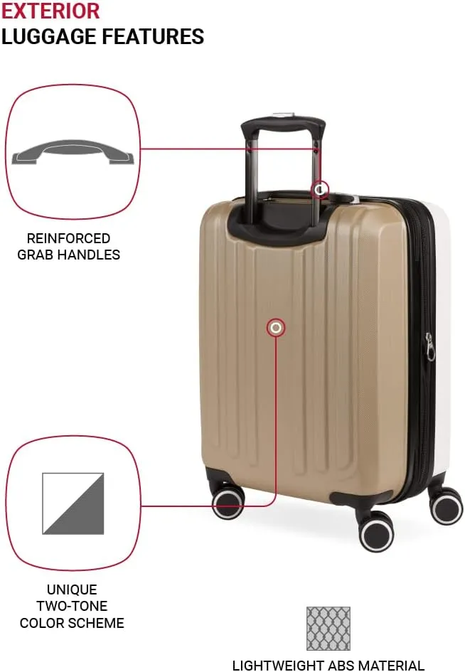 SwissGear Duet Hardside Expandable Luggage with Spinner Wheels, Ivory/Taupe, Carry-On 19-Inch