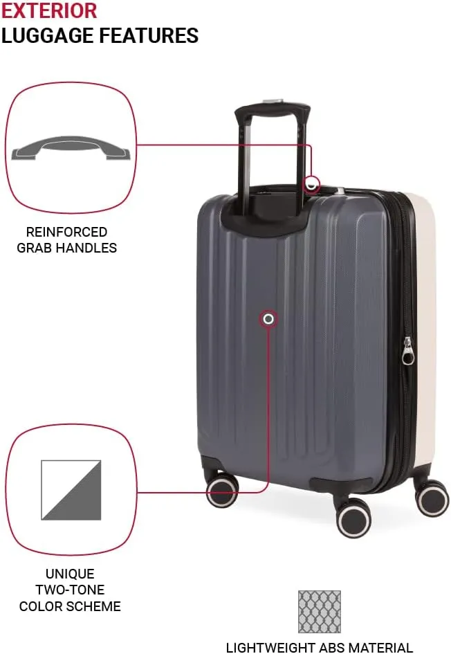 SwissGear Duet Hardside Expandable Luggage with Spinner Wheels, Pink/Dark Grey, Carry-On 19-Inch