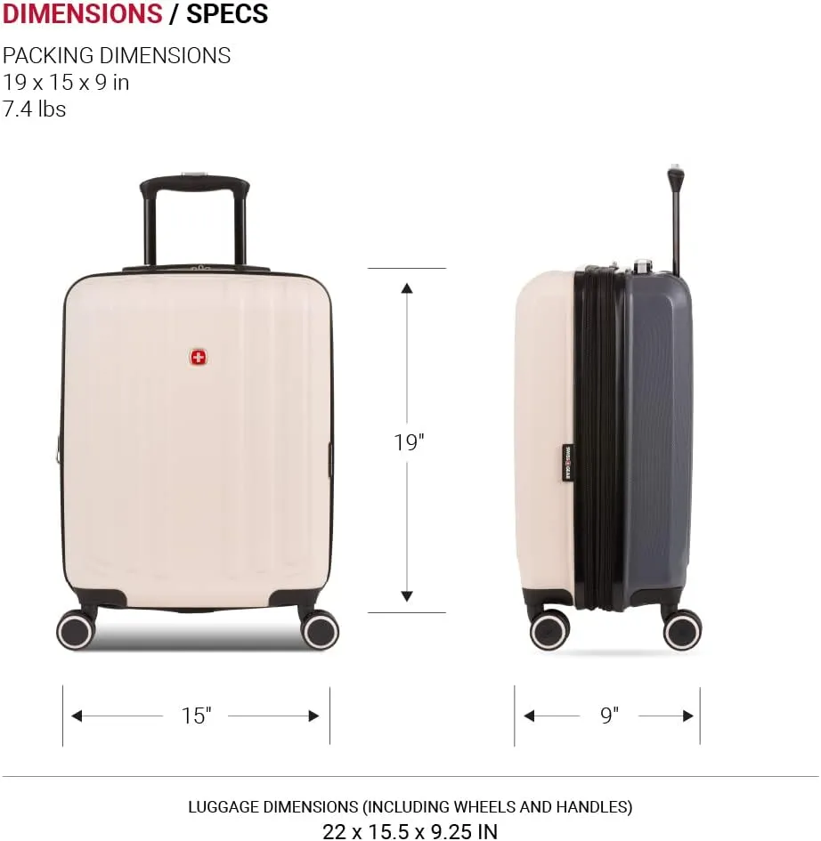 SwissGear Duet Hardside Expandable Luggage with Spinner Wheels, Pink/Dark Grey, Carry-On 19-Inch