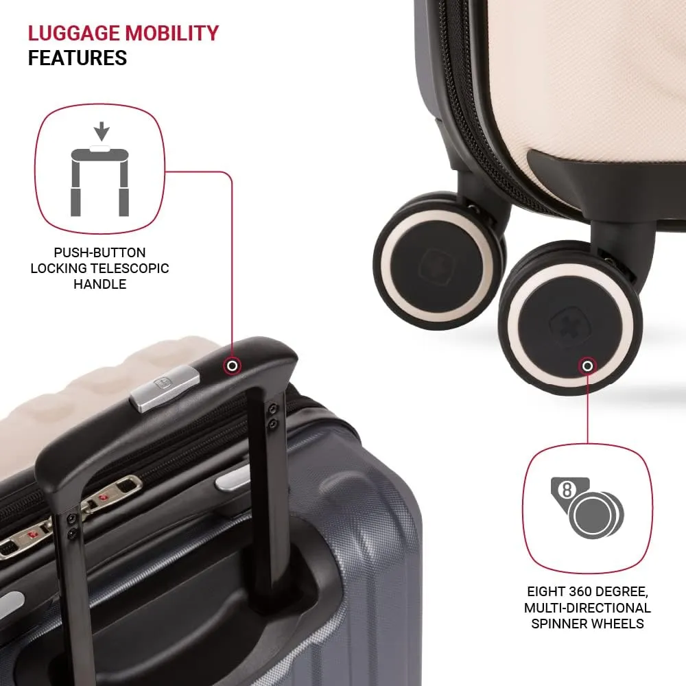 SwissGear Duet Hardside Expandable Luggage with Spinner Wheels, Pink/Dark Grey, Carry-On 19-Inch