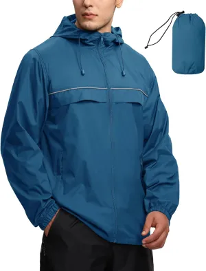 SWISSWELL Mens Waterproof Windbreaker Rain Jacket Lightweight Packable Raincoat with Hood for Golf Hiking Travel