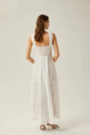 SYYS Boho Wedding Dress for Women V Neck Lace Applique Wide Straps Formal Gown SYYS535
