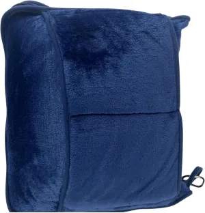 Take OFF Luggage - Compact Travel Blanket and Pillow, Super Soft Stuffable Bag with Zipper Pockets & a Keychain, Fits 3 Days of Essentials, Carry on Airplanes, Cars and Road Trip Accessories, Blue