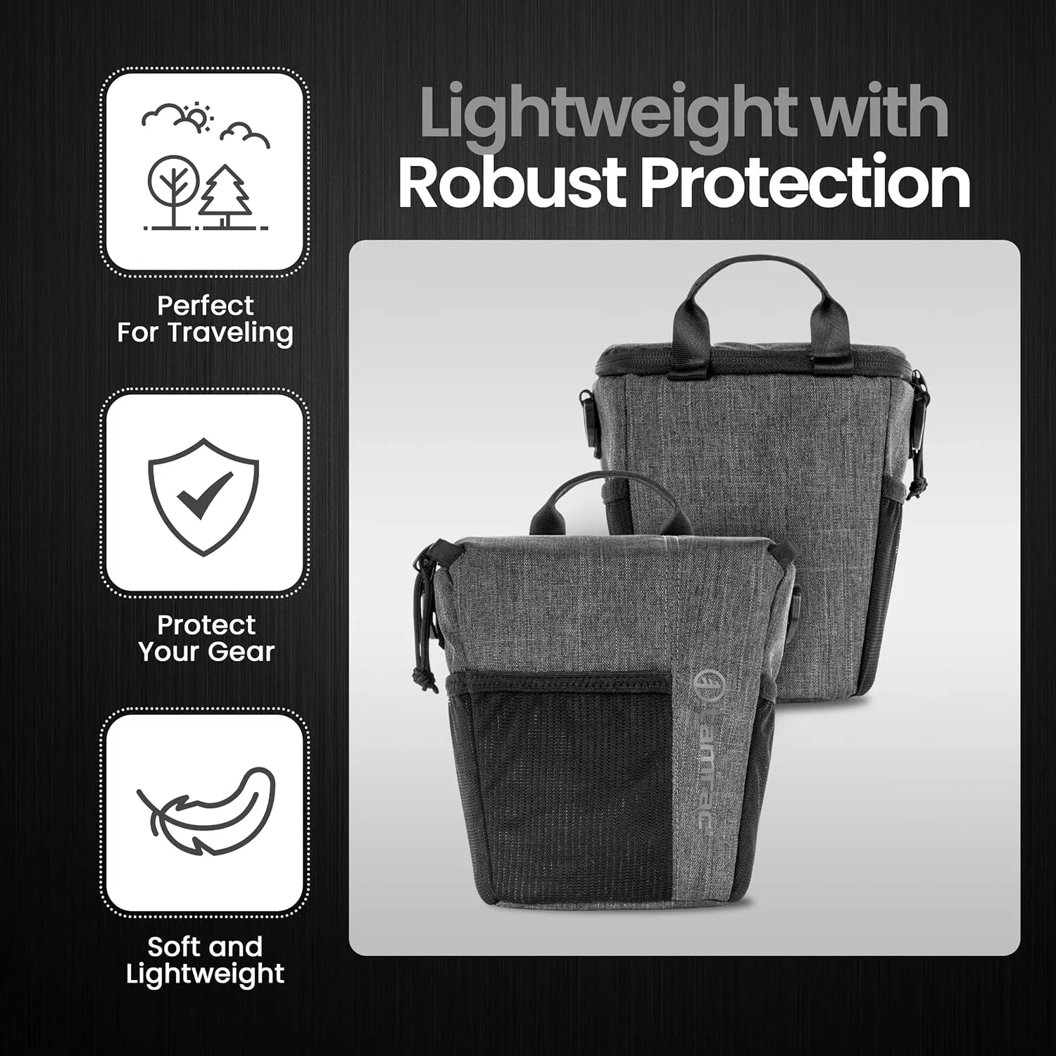 Tamrac Tradewind Zoom 2.4 Camera Bag for Photographers, Camera Case for Photography Accessories, Compact Camera Shoulder Bag for DSLR and Mirrorless Cameras, Crossbody Camera Bag – Dark Grey