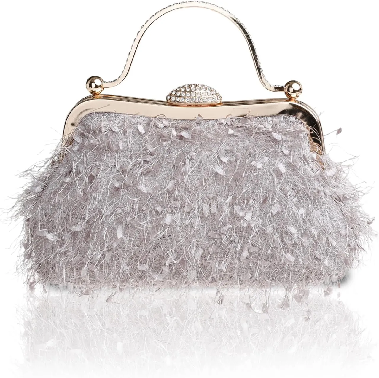 Tassel Women's Evening Handbag Cocktail Prom Formal Clutch Purse Feather Elegant Shoulder Bag for Wedding Banquet