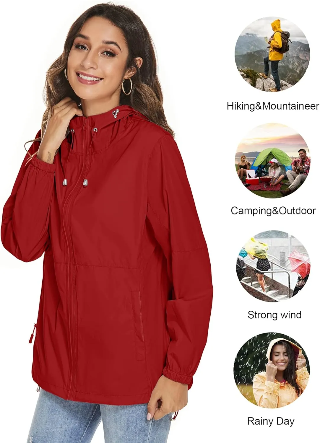TCOT Womens Rain Jackets Waterproof Windbreaker Jackets lightweight Portable Rain Coat