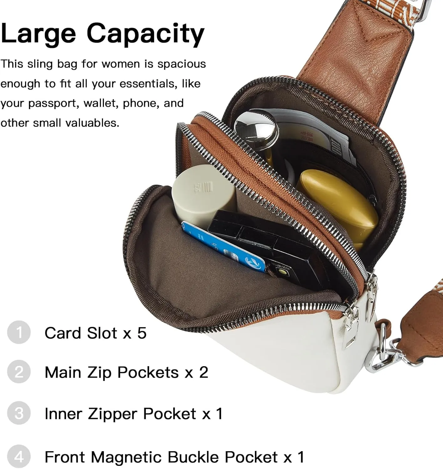 Telena Small Sling Bag for Women Vegan Leather Fashionable Fanny Pack Crossbody Bags for Women for Travel