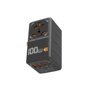 TESSAN 100W GaN Universal Travel Adapter – High-Speed USB & Type-C Fast Charger for EU/UK/US/AU!